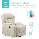 Best Choice Products PU Leather Electric Power Lift Chair, Recliner Massage Chair, Adjustable Furniture for Back, Legs w/ 3 Positions, USB Port, Heat, Cupholders, Easy-to-Reach Side Button - Beige Best Choice Products