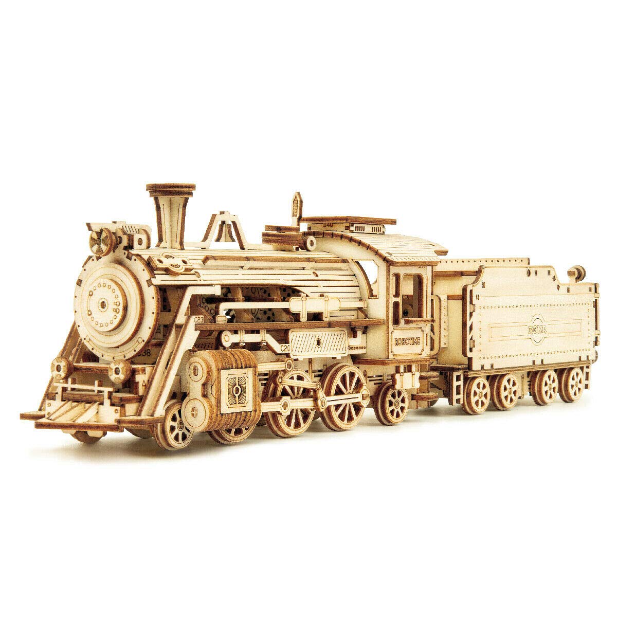 ROKR Model Car Kits Wooden 3D Puzzles Model Building Kits for Adults to Build-Educational Brain Teaser Assembly Model, Desk Decor/DIY Hobbies/Gifts for Teens&Kid (Prime Steam Express/12.1*2.7*3.3) ROKR