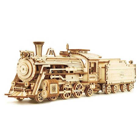 ROKR Model Car Kits Wooden 3D Puzzles Model Building Kits for Adults to Build-Educational Brain Teaser Assembly Model, Desk Decor/DIY Hobbies/Gifts for Teens&Kid (Prime Steam Express/12.1*2.7*3.3) ROKR