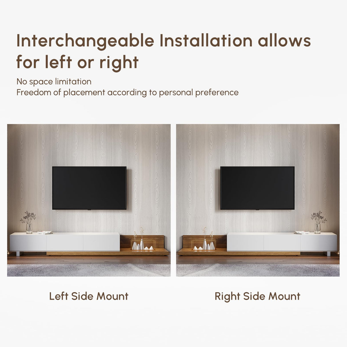 homary Wood Extendable TV Stand Rectangle Entertainment Center with Shelves & Drawers White & Walnut Media Console for Living Room Bedroom homary