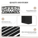 VINGLI Outdoor Bench with PVC Back Pattern, Metal Garden Bench Black Steel Welcome Bench for Patio, Porch, Deck, Yard, Lawn Decor Entryway VINGLI