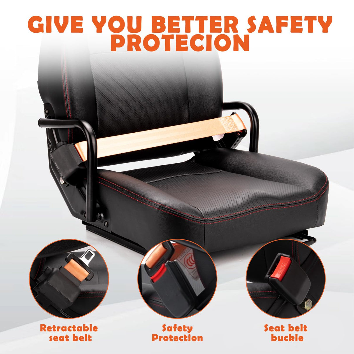 SEATIN Universal Forklift Seat,Tractor Seat,with Hip Restaint,Micro Switch and Safety Belt,for Tractor,Mower,Skid Loader,Telehandler,Backhoe,Excavator Dozer… SEATIN