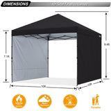 ABCCANOPY Easy Pop up Canopy Tent with 2 Sidewalls for Outdoor Sun Blocking or Rain Protection,10x10, Black ABCCANOPY