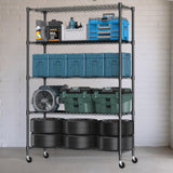 Himimi Storage Shelves 60"W Wire Shelving with Wheels 3250LBS Heavy Duty Metal Shelves for Storage, 5-Tier Adjustable Wire Rack Shelving Garage Shelving Kitchen Storage Shelves 24"Dx60"Wx82"H, Black Himimi