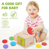 Adena Montessori Coin Box,Object Permanence Box Toys for 1 Year Old Baby Coins,Wooden Montessori Ball Drop Toys Developmental Toys for 6-12 Month Infant Toys,Learning Kids Gifts(Yellow-Green Door) Adena Montessori