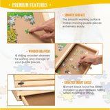 Puzzle Board, 1500 Pieces Rotating Puzzle Board with 6 Drawers and Cover, Wooden Lazy Susan Puzzle Table for Adults (27'' × 35'') Qiqidog