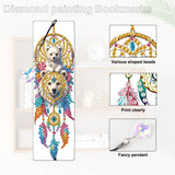 4 Pcs Diamond Painting Bookmarks, White Bear and Lion Dreamcatcher DIY Diamond Art Kits for Adults, Rhinestone Drill Crafts Bookmarks with Tassel for Graduation Birthday Gifts AiYuanzsh
