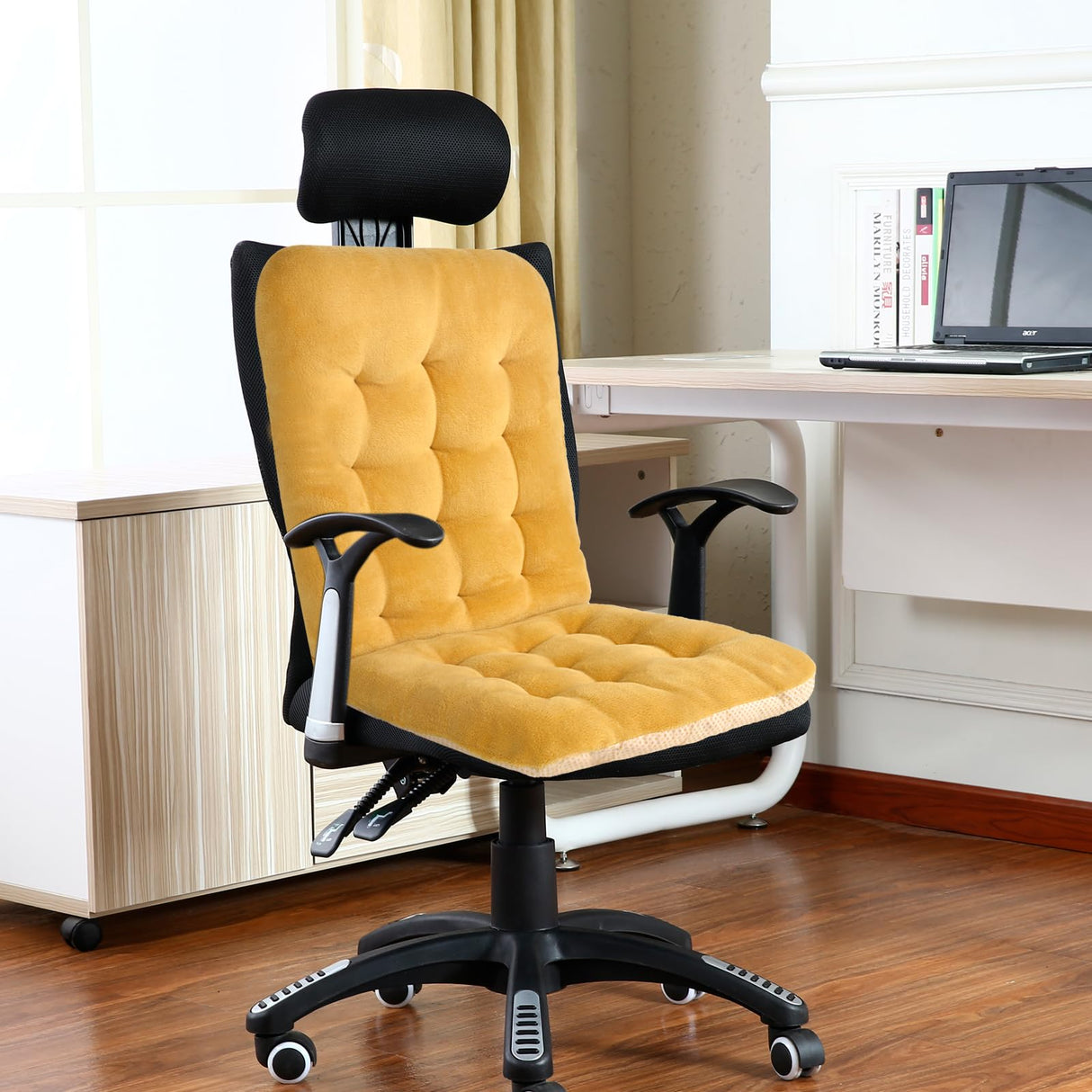 Non-Slip Rocking Chair Cushion, Premium Tufted Rocker Seat Back Pad with Ties, Sturdy &Comfort Thick Padding Pillow Chair Mat Cushions for Outdoor/Indoor Office Car Home Dining Room Kitchen Patio-Pink ChezMax