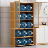 Premium 67" Bamboo Kitchen Storage Buffet with Acrylic Doors & Versatile Shelves TVMCNA