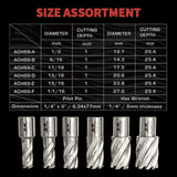 Annular Cutter Set 6 Pcs, Weldon Shank 3/4”, Cutting Depth 1”, Outside Diameter 1/2 to 1-1/16 Inch, Mag Drill Bits Kit for Magnetic Drill Press by S&F STEAD & FAST S&F STEAD & FAST