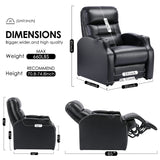 Hasaky Leather Home Theater Seating Recliner Chair with Power Footrest Single Sofa for Movie Room & Living Room Single Chair Black Hasaky