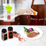 Churboro 66 Spice Jars with 547 Labels- Glass Spice Jars with Black Metal Caps, 4oz Empty Spice Containers with Shaker Lids, Funnel, Chalk Pen, Square Seasoning Bottles for Spice Rack, Drawer, Cabinet Churboro