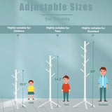 Haddockway Wooden Coat Rack Stand with 8 Hooks New Zealand Pine 3 Adjustable Coat Standing Tree Easy Assembly for Coats, Hats, Scarves and Handbags for Entryway, Hallway, Bedroom, Office, white Haddockway