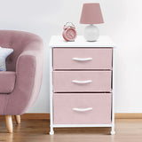 Sorbus Nightstand with 3 Drawers - Furniture Storage Chest Tower Unit for Bedroom, Hallway, Closet, Office Organization - Steel Frame, Wood Top, Pastel Fabric Bin (Pink) Sorbus