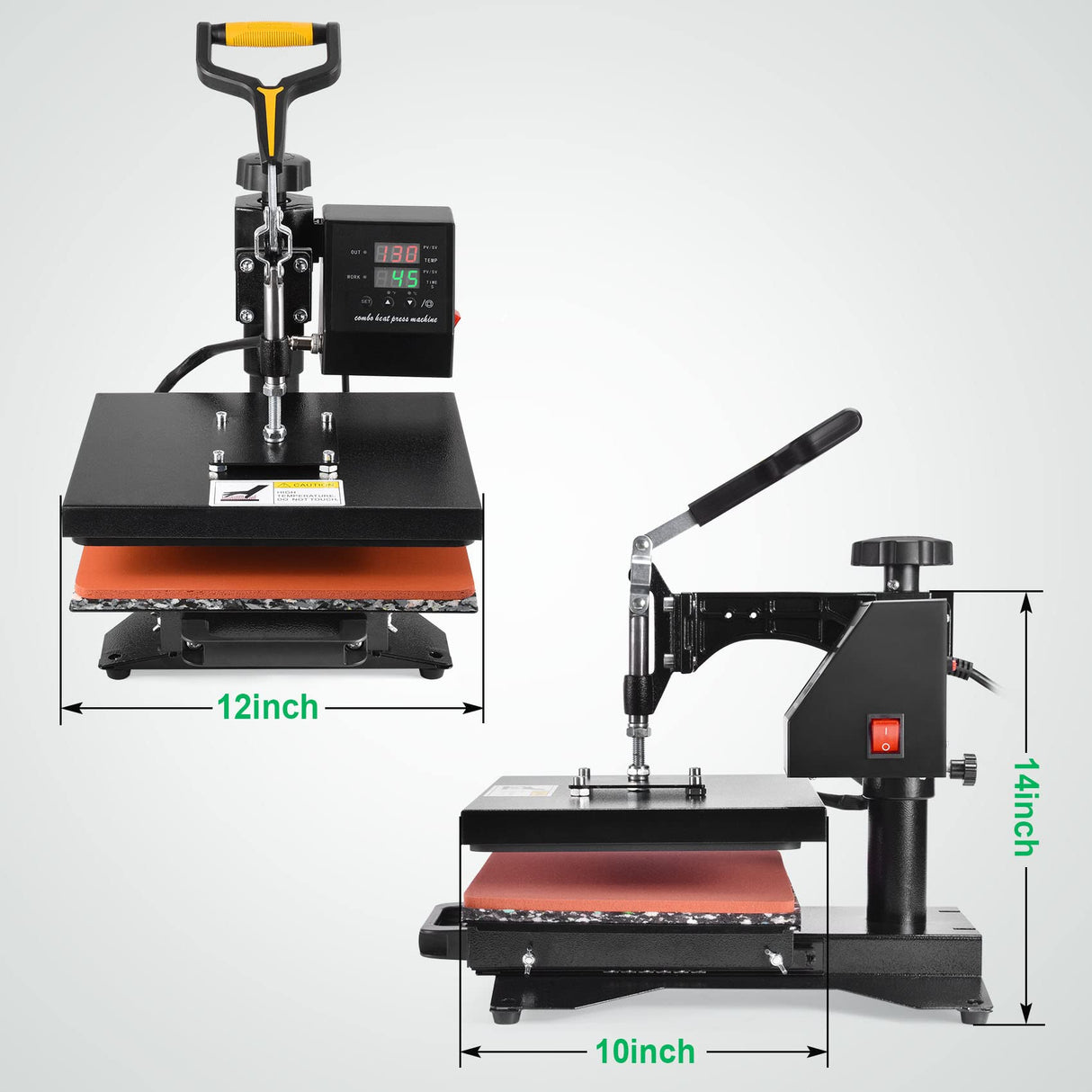 Slendor Heat Press Machine for T Shirts 12x10 Inch Digital T Shirt Pressing Machine 360-Degree Swing Away Heat Transfer Sublimation with Two Teflon Sheets Slendor