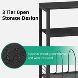 Kalrin Small Side Table, 3 Tier Moveable Small End Table, Record Player Stand with Records Shelf, Tall Nightstand for Bedroom, Living Room, Sofa, Office, Bathroom (Pure Black) Kalrin