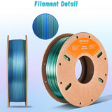ERYONE Silk Dual Color PLA Filament 3D Printer 1.75mm +/- 0.03mm, Bicolor Filament Two Tone PLA 250G(0.55lbs) Cardboard Spool, Blue Green ERYONE