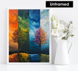 Diymood Paint by Numbers for Adults Tree, DIY Oil Painting Four Seasons Acrylic Paint by Number Kits for Kids Adults Beginner for Home Wall Decor 16x20 inch Diymood