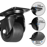 W B D WEIBIDA Plate Swivel Caster Wheels 3-inch Heavy Duty of 4400lbs, Low Gravity Center Design Black Caster Wheels with Brake, Durable & Quiet & Sturdy Nylon Wheels for Industrial, Set of 4 W B D WEIBIDA