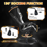 ECOTOUGE Gaming Chair, Ergonomic Computer Gamer Chair with Massage Lumbar Support & Rocking High Back, 360° Swivel Video Game Chair for Gaming or Office, Height Adjustable (White) ECOTOUGE