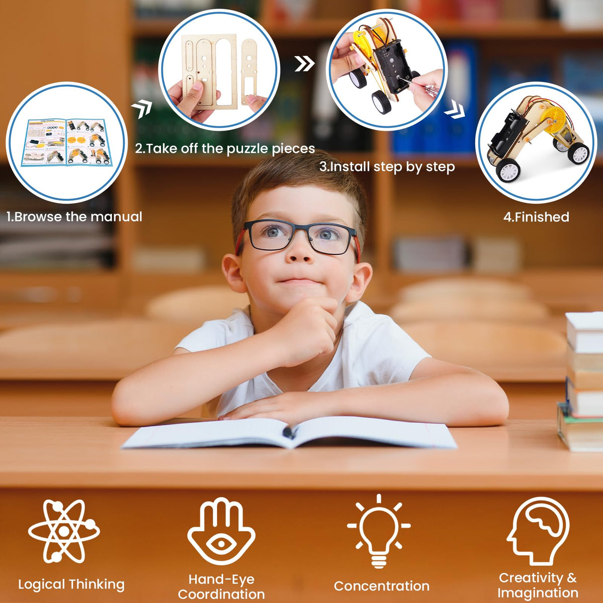 MindPal 5 in 1 Wood STEM Kits for Kids Age 8-10, Music Engineering Kits, Science Kits for Kids Age 8-12, Wooden 3D Puzzles, Building Kits Crafts Toys, for Boys Girls Age 8 9 10 11 12 MindPal