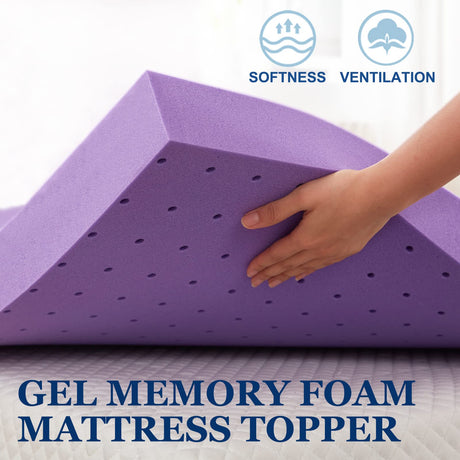 SINWEEK 2 Inch Gel Memory Foam Mattress Topper Ventilated Soft Pressure Relieve Mattress Pad, Breathable Bed Topper, CertiPUR-US Certified, Twin Size SINWEEK