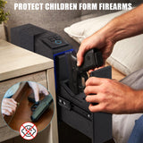 LMRSTOO Biometric Gun Safe for Handgun,Fingerprint Bedside Gun Safe with Fingerprint, PIN Code, KEY Access LMRSTOO
