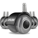 Lifelong Office Chair Wheels Replacement Rubber Desk Chair Casters for Hardwood Floors and Carpet, Set of 5, Heavy Duty Casters for Chairs to Replace Office Chair Mats - Fits 98% Lifelong
