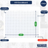 Triton Products Heavy Duty Poly Pegboards - Set of 2 DuraBoard Wall Panels, Each 22" x 18" x 1/4" with 1/4" Holes for Home, Office, Garage, Storage and Organization (White) Triton Products