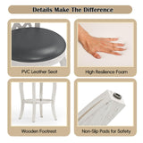 Callales 29" Bar Height Swivel Bar Stools Set of 2 for Kitchen Island, Farmhouse Barstool Counter Chair with Back and Footrest, Upholstered Barstools (White, Round Seat) Callales