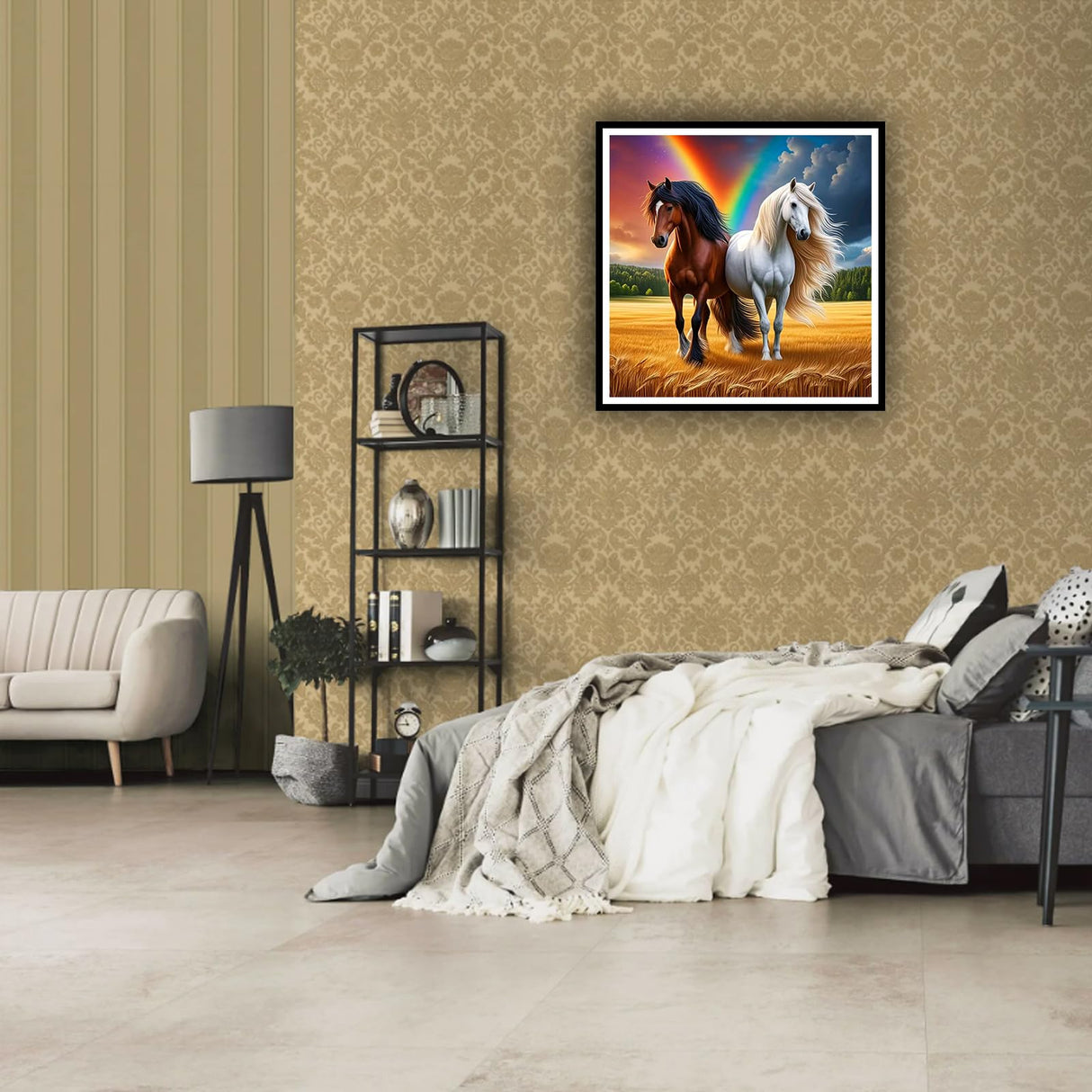 hill froeistung 5D Horses Diamond Art Painting Kits for Adults, Beginners, Animal,DIY Full Drill Rainbows Diamond Art Painting for Wall Decor,12x12inch hill froeistung