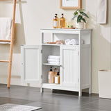 Yaheetech Bathroom Floor Storage Cabinet, Wooden Free Standing Storage Organizer with 2 Doors & Adjustable Shelves, for Living Room Hallway, White Yaheetech