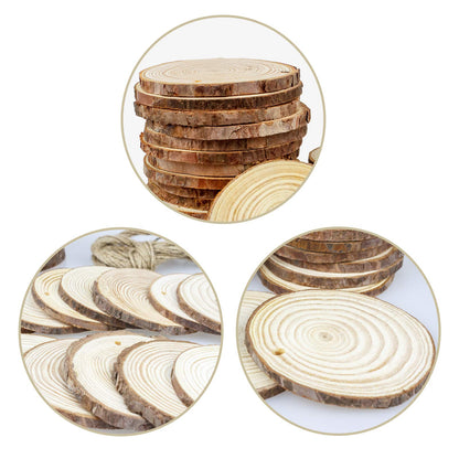 Unfinished Natural Wood Slices 30Pcs 3-3.5 inch Wood Circles for Crafts Ornaments Rustic Wedding Decoration DIY Crafts Predrilled Wooden with Bark Christmas Decoration