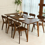 DELAVIN Soild Wood Dining Chairs Set of 6, Mid Century Oak Wood Kitchen Chairs, Vintage Dining Room Chairs Set Suitable for Kitchen, Stackable Dining Chairs, Walnut DELAVIN