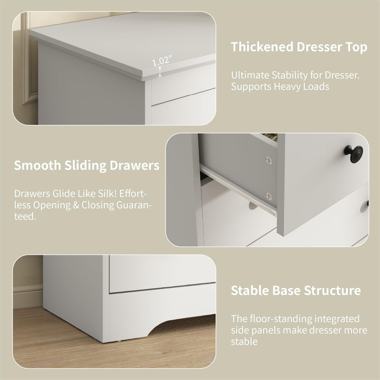 BAZELOR 55 Inch Wide White Dresser for Bedroom, 9 Drawer Dresser with Large Drawers, Wood Chest for Living Room, Hallway BAZELOR