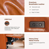 Homdox Power Recliner Chair Swivel Glider with Massage and Heat, Living Room Nursery Reclining Chair with USB, Faux Leather, for Small Spaces, Orange-Brown Homdox