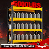 Kobito 5000LBS Garage Storage Shelves, 59" W Garage Shelving Heavy Duty Adjustable Shelving Unit, 4 Tier Metal Utitly Shelves Industrial Shelving for Warehouses,Basement,Black Yellow Kobito