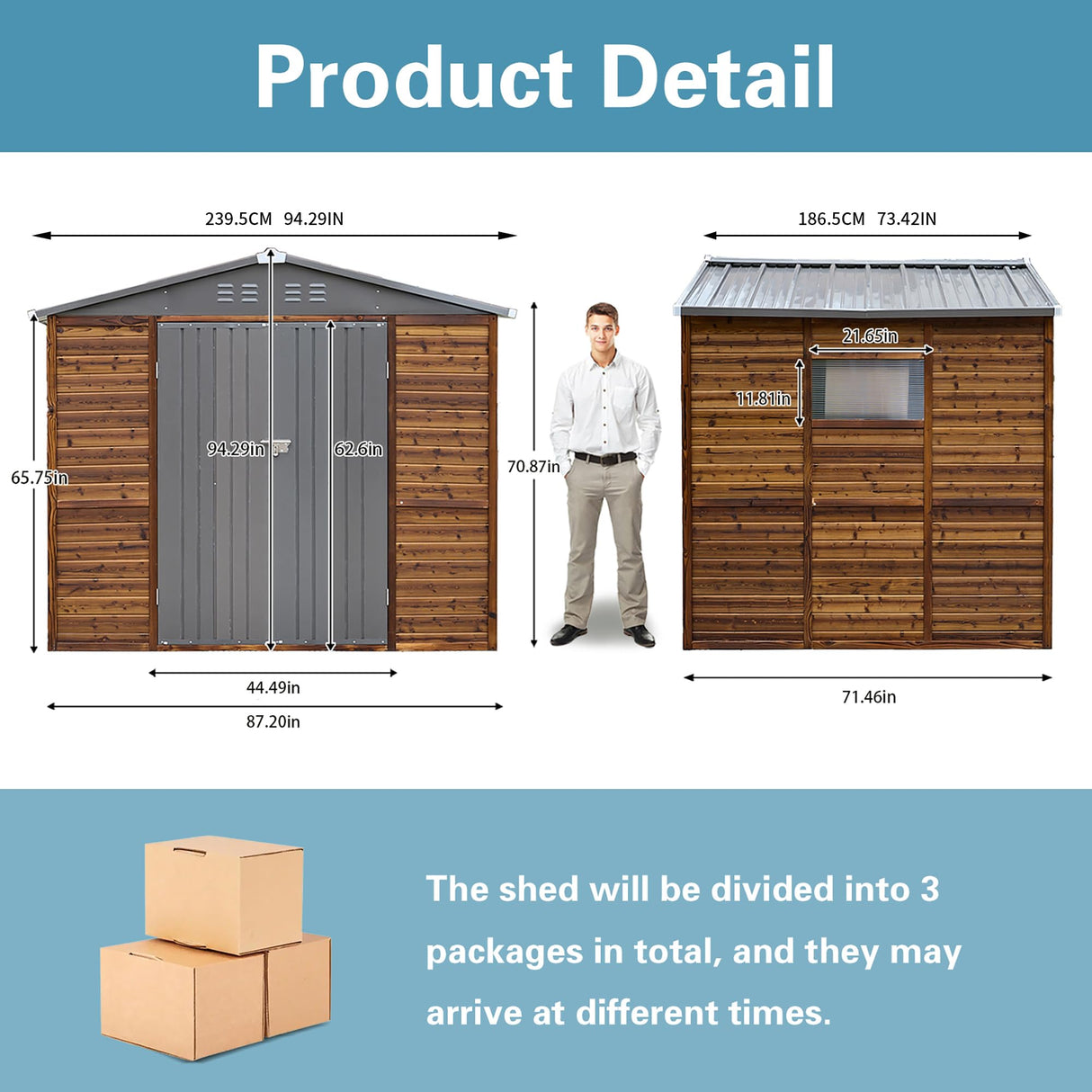 8x6 FT Outdoor Storage Shed, Wood Metal Utility Tool Shed Storage House with Door and Lock, Wooden Sheds Outdoor Storage for Garden,Patio,Lawn,Poolside AEMSOFK