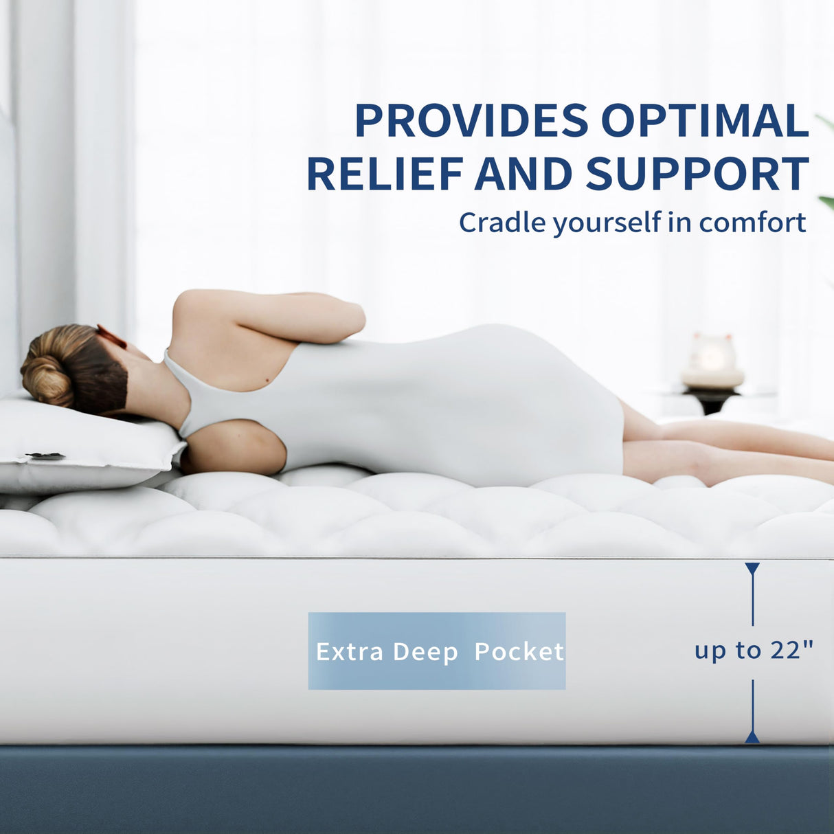 Sunflower Queen Mattress Pad, Hypoallergenic Cotton Mattress Cover, 18-22" Extra Deep Pocket Quilted Protector, Breathable&Noiseless sunflower