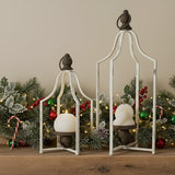12.5" & 16.5" Timeless Cozy Decorative Lanterns Set of 2, Handcrafted Metal Iron Candle Holders, Farmhouse Elegance Fireplace Mantel Table Festive Gatherings Decor Fenisam