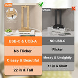 22" Tall Living Room Lamps for Night Stands - Touch Bedside Lamp with USB C+A, 3 Way Dimmable Bedroom Lamps for End Tables Set of 2, Modern Night Stand Lamps(Beige&Wood-Like) Seealle