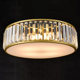 TEENYO Gold Flush Mount Ceiling Light Crystal Ceiling Light Fixtures Modern 4-Light Drum Shade Flush Mount Crystal Ceiling Lighting for Living Room Bedroom, 16-Inch TEENYO