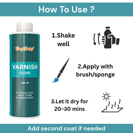 CrafTreat Gloss Varnish - Clear Acrylic Varnish for Oil Painting, Canvas, Wood - 120 ml CrafTreat