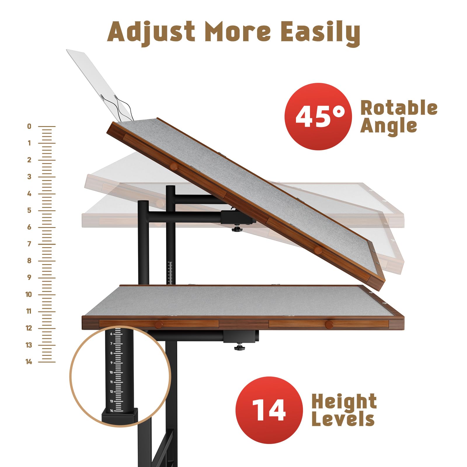 Puzzle Table with Drawers, 1500 Piece Jigsaw Puzzle Board with Wood Cover and Shelf, Tiltable and 14 Level Height Adjustable, Foldable Puzzle Table with Wheels for Adults Puzzle Enthusiasts - WoodArtSupply