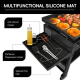 LittlesJoy Silicone Grill Barbeque Mat Fit for Blackstone,Large Spatula Tools Mat with Drip Pad, Silicone Griddle Mat for Outdoor Cooking, Kitchen Counter(Dark Grey) LittlesJoy