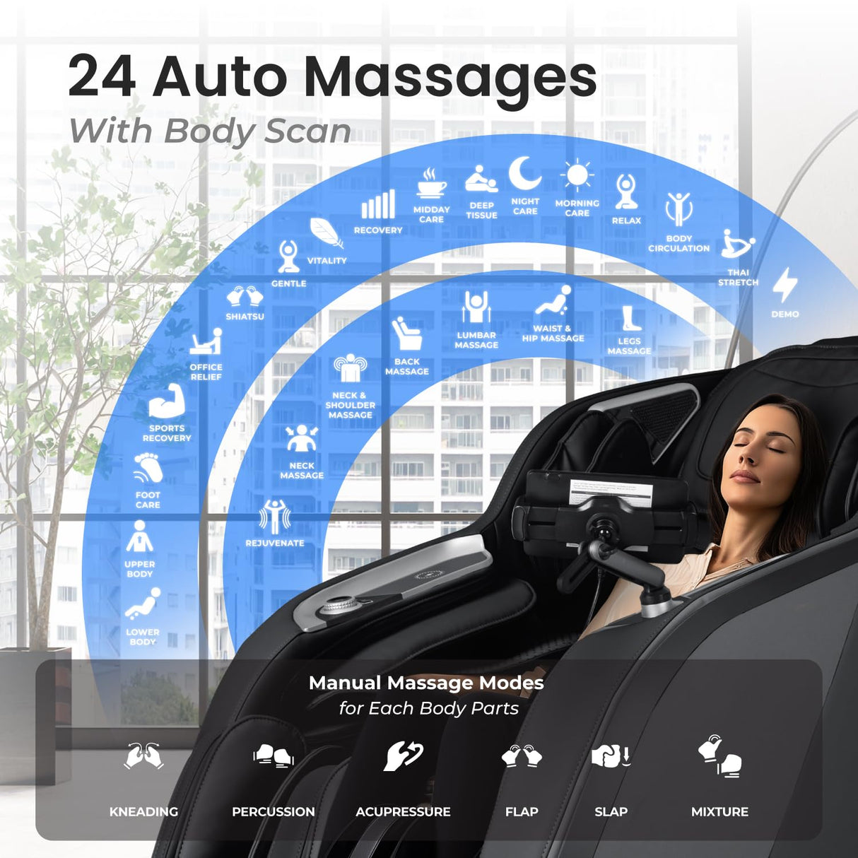 Osaki Vibe 4D l 4D Massage Mechanism l Automatic Body Scan l Deep Calf-Kneading l Space-Saving Technology l 3-Stage Zero Gravity l 32-Cell Full Body Air Massage Osaki