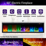 AMERLIFE 65" Fireplace TV Stand with 60" Glass Electric Fireplace, Industrial & Farmhouse Media Entertainment Center with Open Shelve Storage for TVs Up to 75", TV Console for Living Room, Gray AMERLIFE