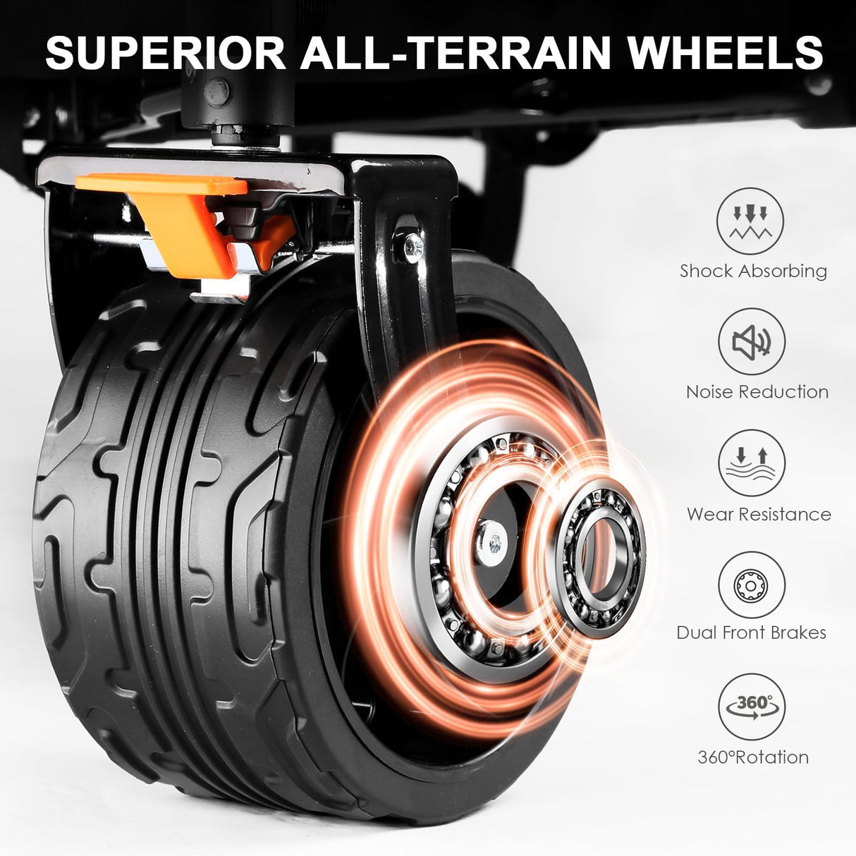 Uyittour Collapsible Folding Wagon Cart Heavy Duty Foldable, Beach Wagon with Big Wheels for Sand, Utility Grocery Wagon with Side Pocket and Brakes for Camping Sports Outdoor Activities, Black Uyittour