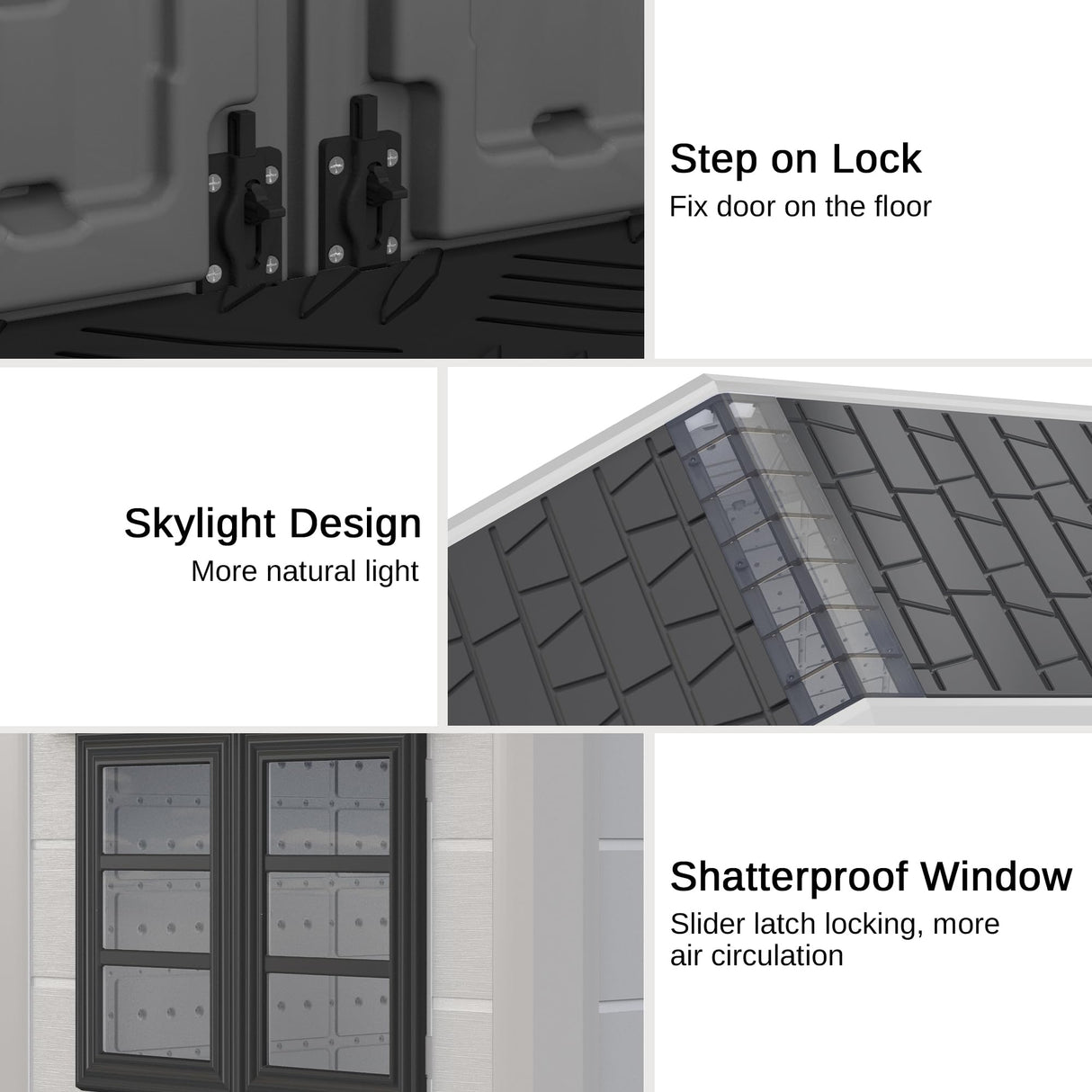 EAST OAK Outdoor Storage Shed, 7×4×8.2 FT Waterproof Resin Tool Shed with Window, 152Cu.ft Outside House Shed for Garden, Patio, Lawn Mower, Bikes EAST OAK