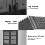 EAST OAK Outdoor Storage Shed, 7×4×8.2 FT Waterproof Resin Tool Shed with Window, 152Cu.ft Outside House Shed for Garden, Patio, Lawn Mower, Bikes EAST OAK